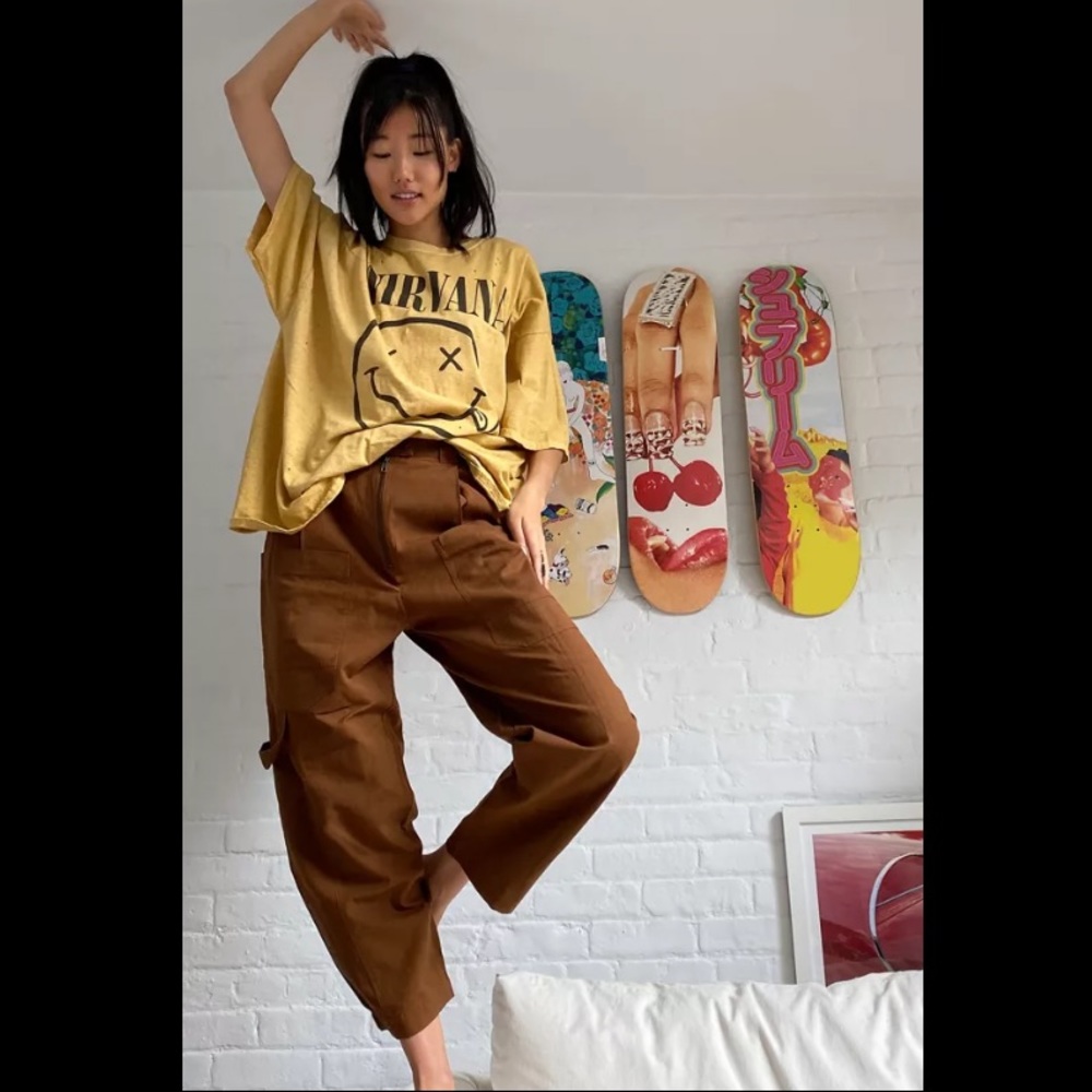 UO Kinley Linen High-Waisted Cargo Pant